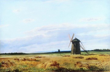 Iván Ivánovich Shishkin Painting - Molino de viento en el campo 1861 paisaje clásico Ivan Ivanovich